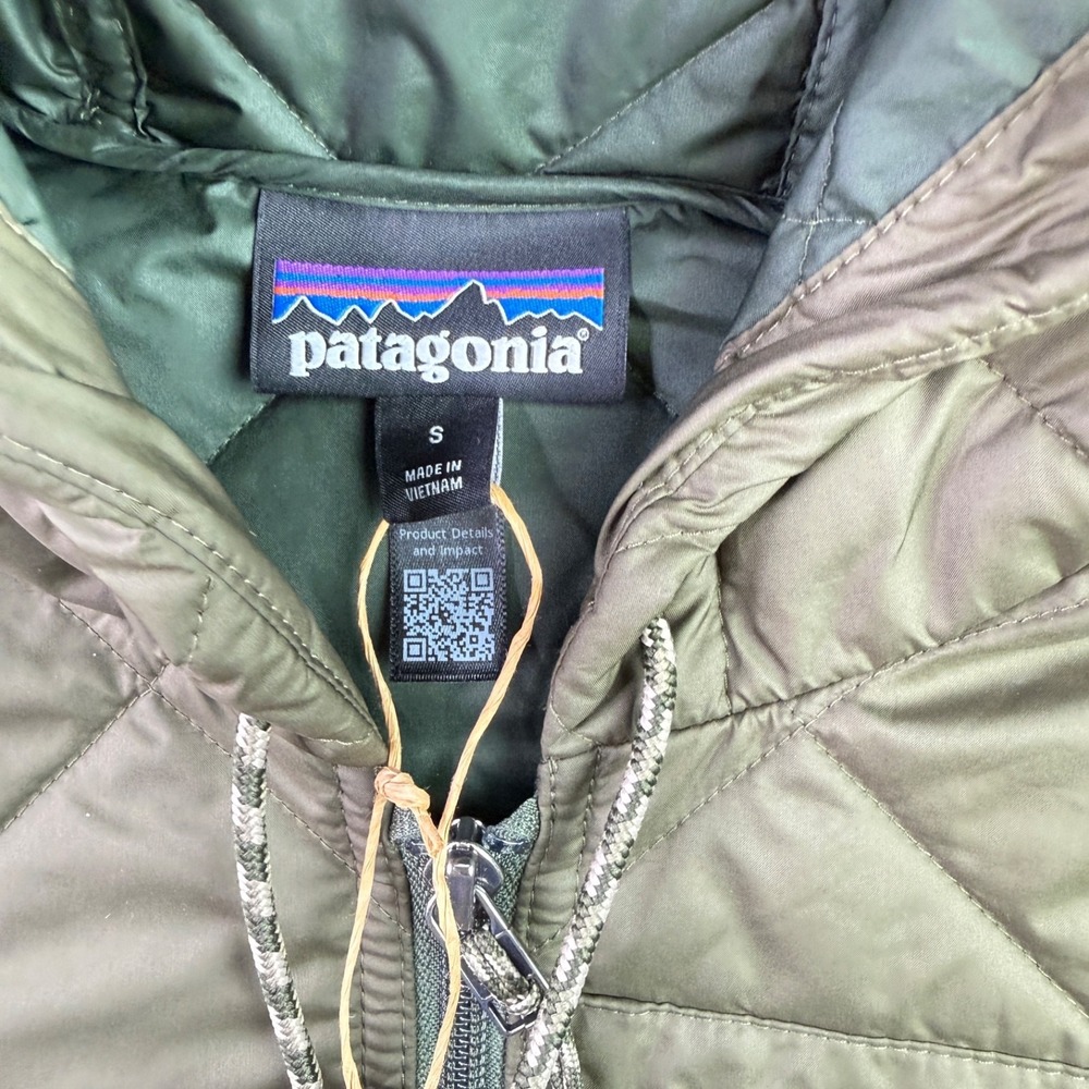 Patagonia Diamond Quilted Bomber Hoody Women's Size Small S NWT Basin Green NEW - Picture 3 of 7